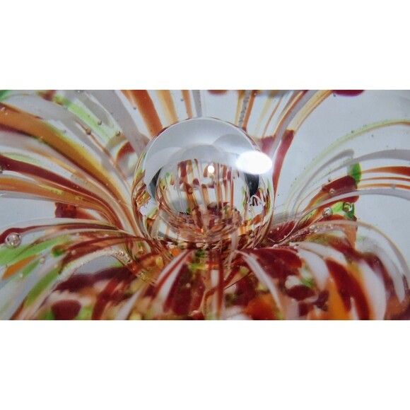 VINTAGE MURANO STYLE HANDBLOWN ART GLASS BUBLLE BLOOM FLOWER GLOBE PAPERWEGHT - Picture 6 of 6